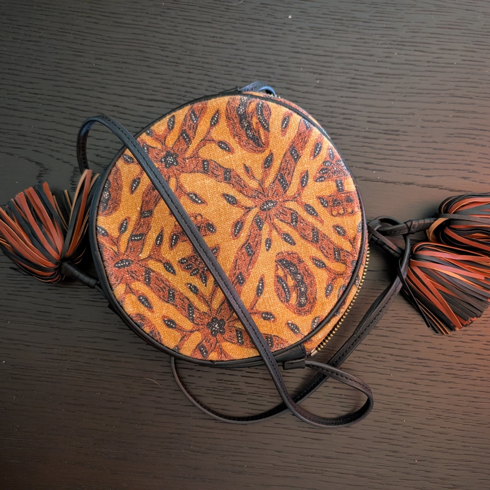 Ulla Johnson Orange and Black Geometric Crossbody Bag